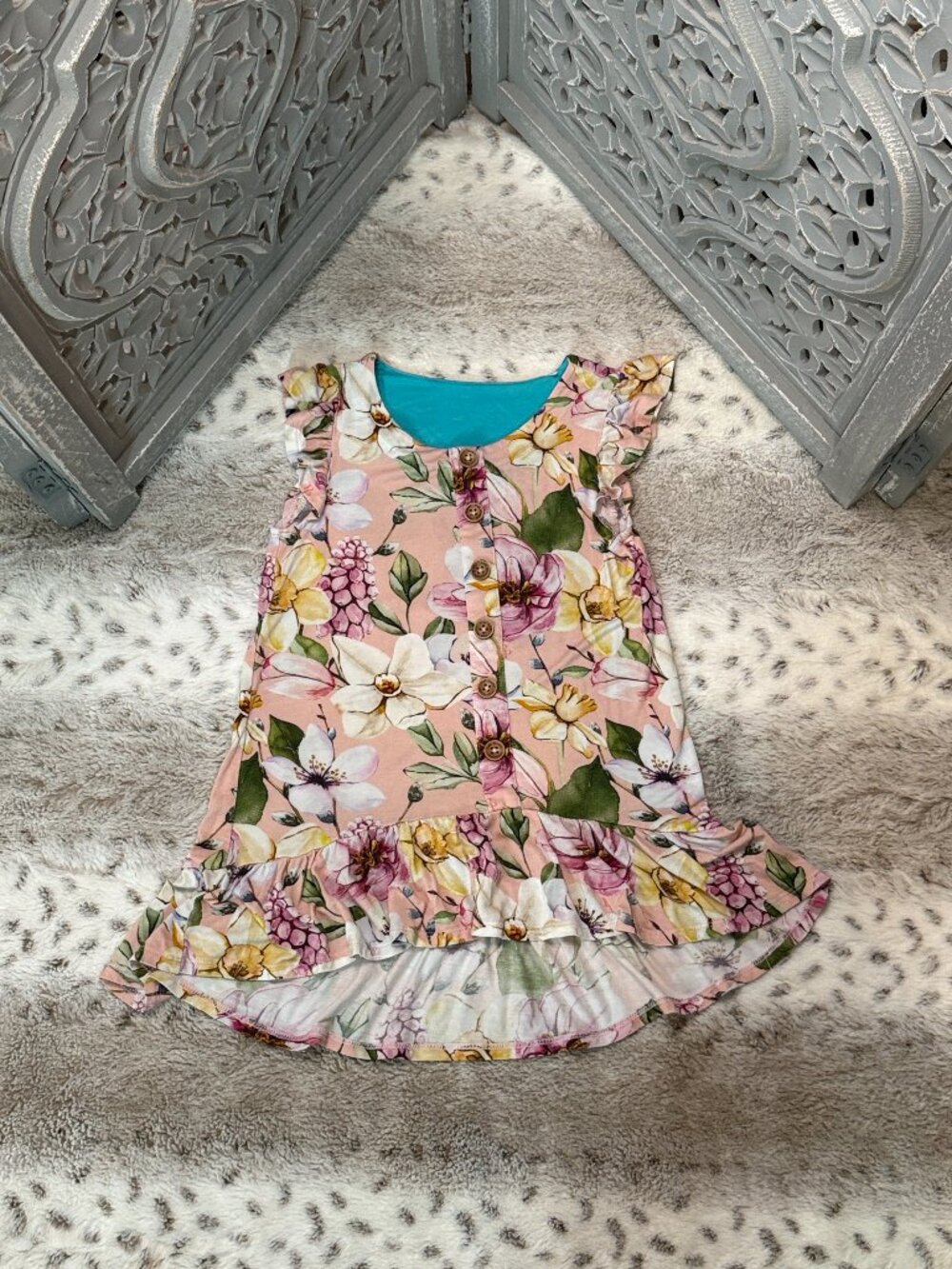 Posh Peanut pink floral button up dress girls 2T pastel garden party summer